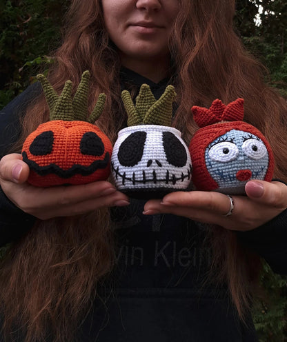 🎃💀 Halloween Crochet Pattern Set – Pumpkin, Skull & Sally PDF 🧶✨