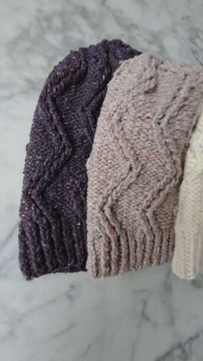 🧢 Beirt Aran Beanie & Cowl Set – Modern Cable Knit Pattern (PDF)